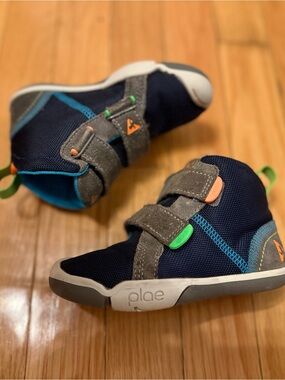 PLAE Navy and Gray Kids' Sneakers with Bright Accent Tabs